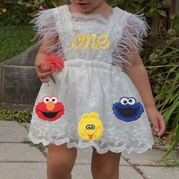 Elmo Dress Smash Cake First Birthday Outfit Clothes Sesame Street Dress Cookie - Picture 1 of 12